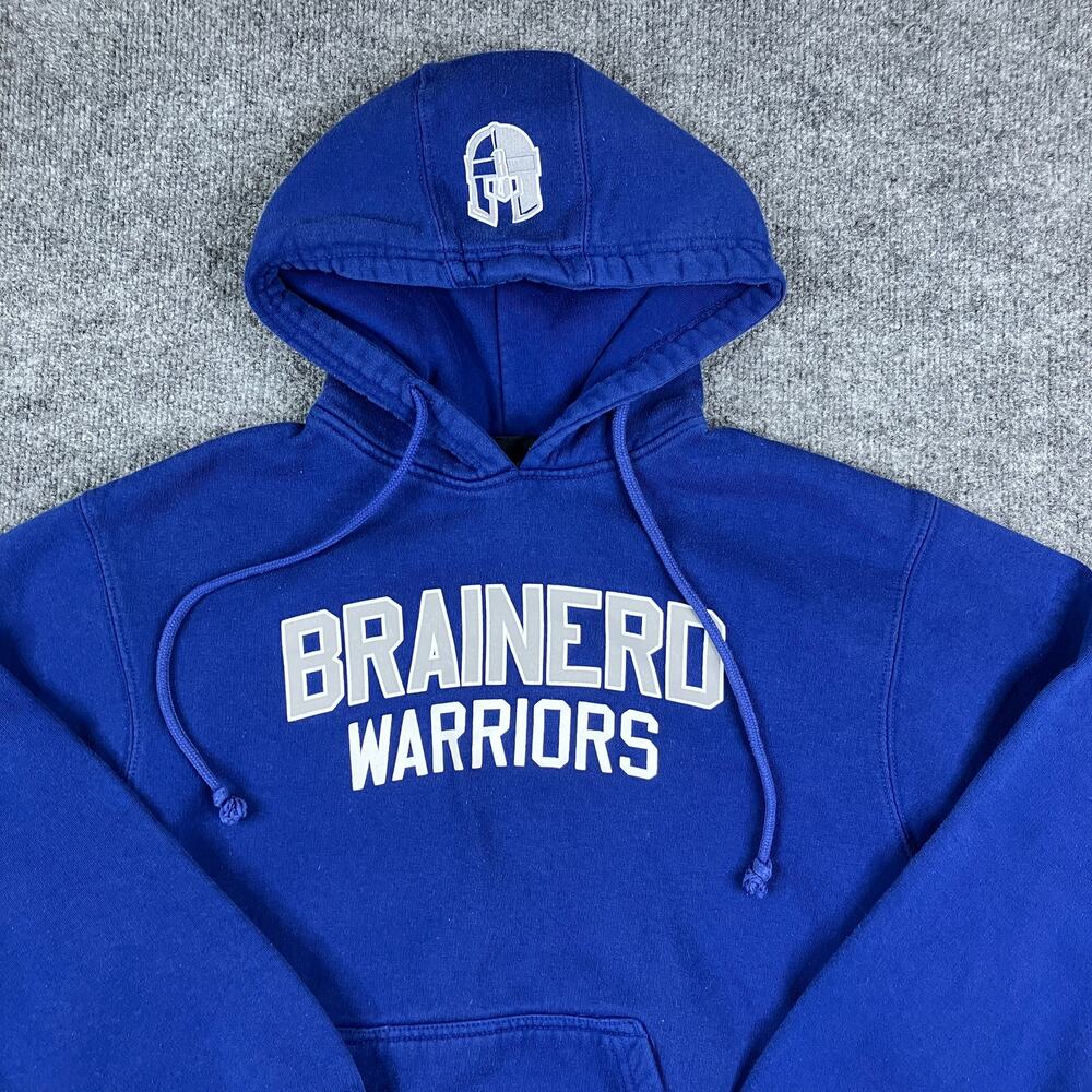Pennant Hoodie Mens 2XL Brainerd Warriors‎ Blue Pullover Fleece School Spirit